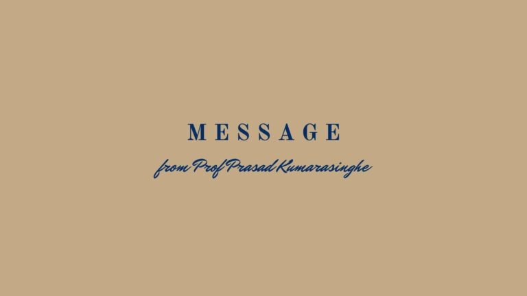Message from Professor Kumarasinghe